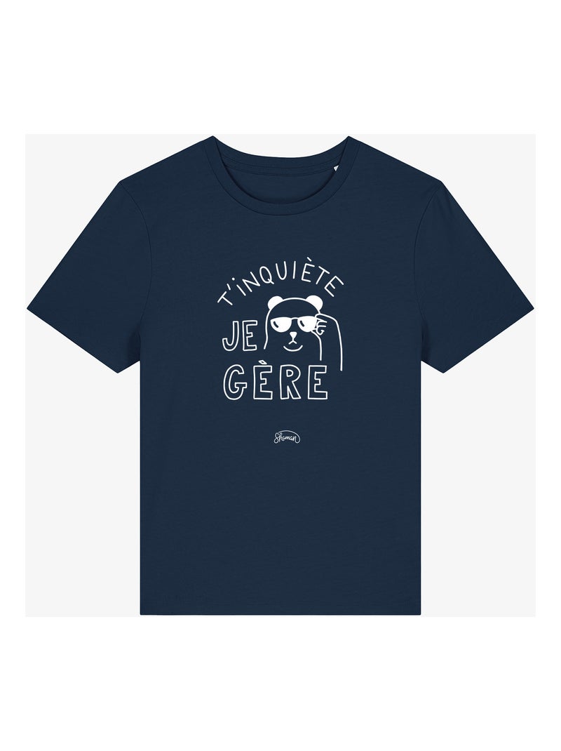 T-shirt Femme - T'INQUIETE JE GERE Bleu marine - Kiabi