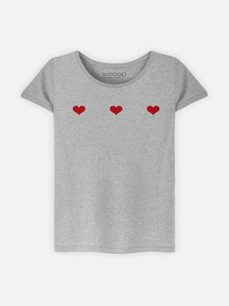 T-shirt Femme - TROIS PETITS COEURS Gris chiné - Kiabi