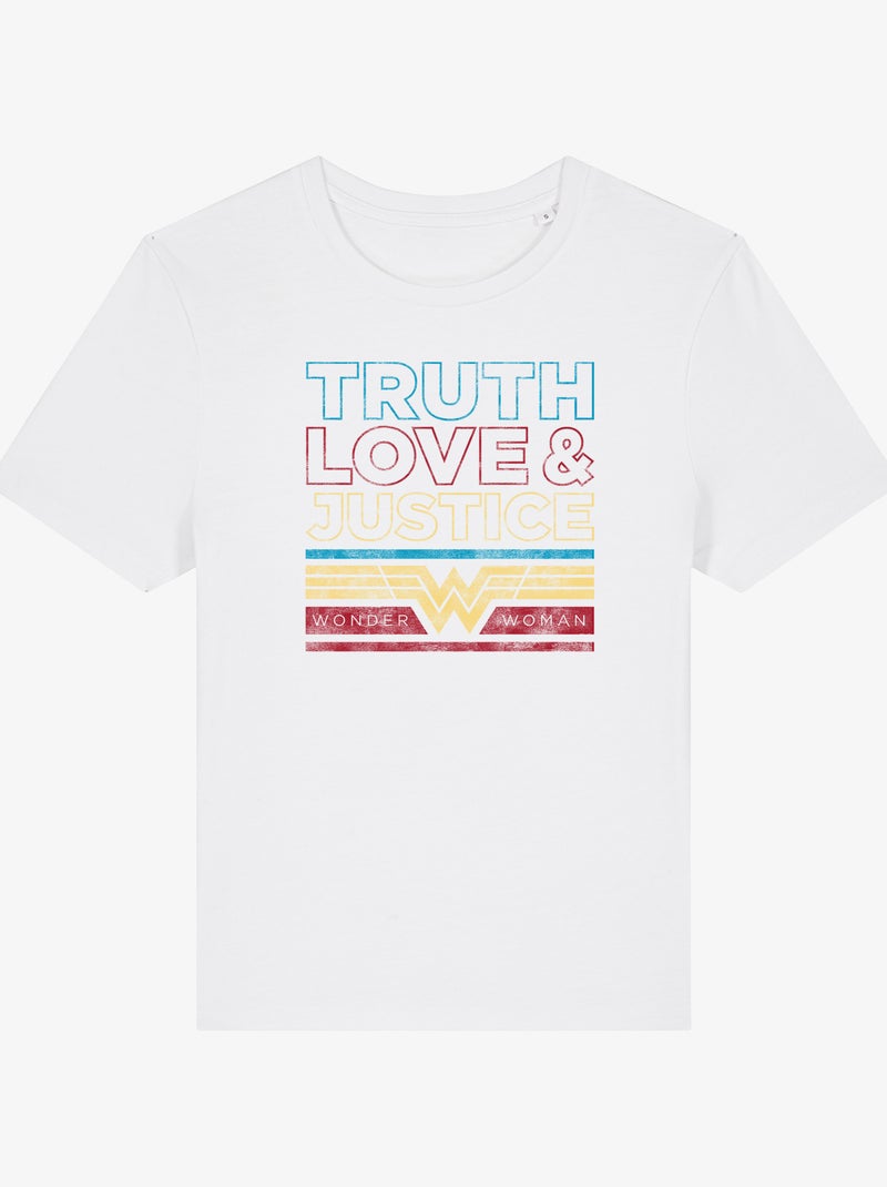 T-shirt Femme - TRUTH LOVE & JUSTICE WONDER WOMAN Blanc - Kiabi