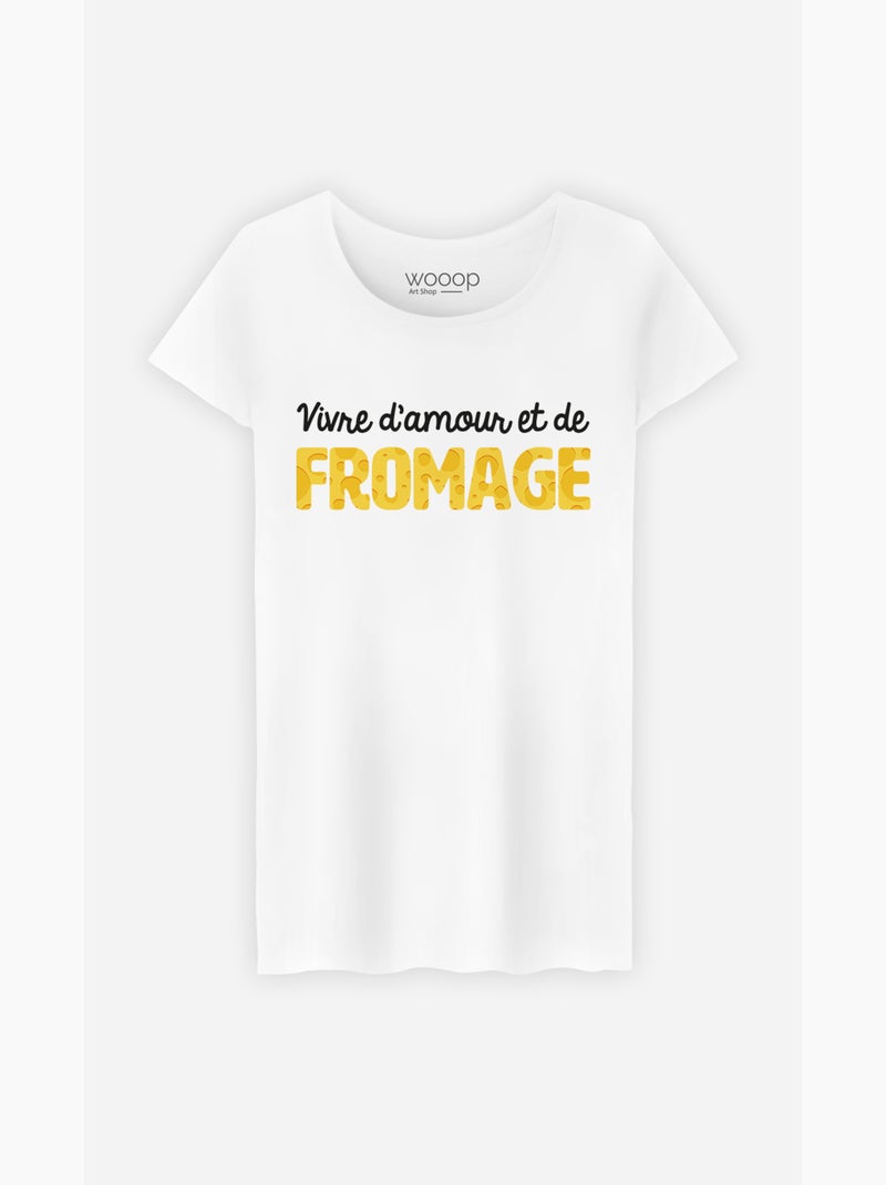 T-shirt Femme - VIVRE D'AMOUR ET DE FROMAGE Blanc - Kiabi