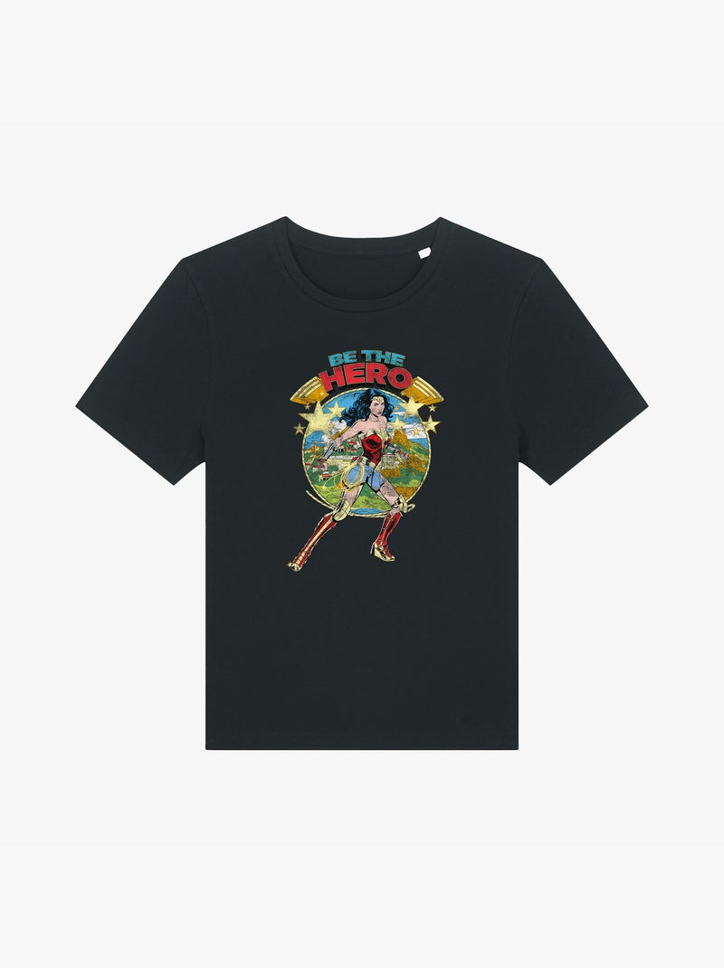 T-shirt Femme - WONDER WOMAN BE THE HERO Noir - Kiabi