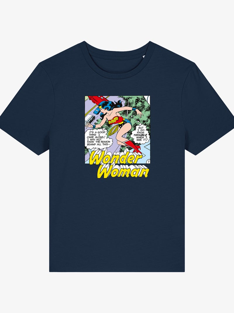 T-shirt Femme - WONDER WOMAN I DO KNOW TROUBLE WHEN I SEE IT Bleu marine - Kiabi