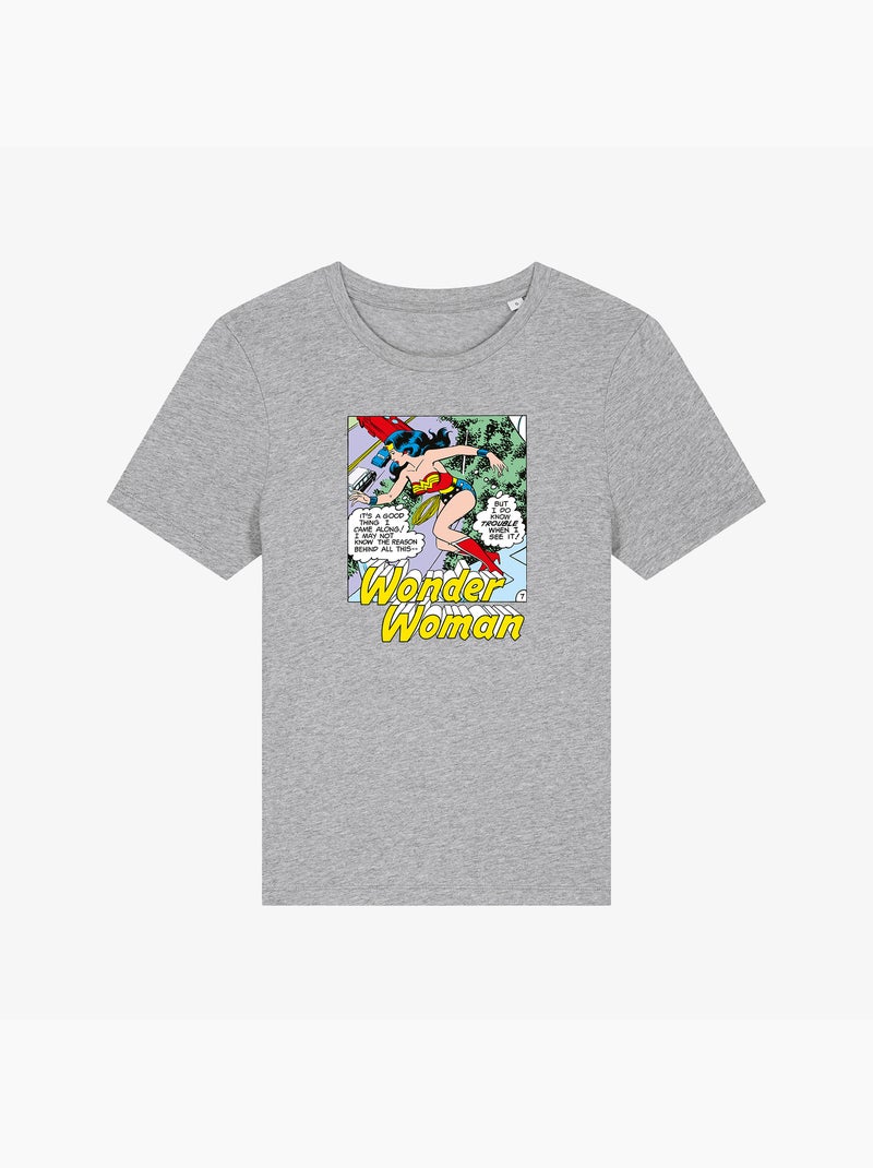T-shirt Femme - WONDER WOMAN I DO KNOW TROUBLE WHEN I SEE IT Gris chiné - Kiabi