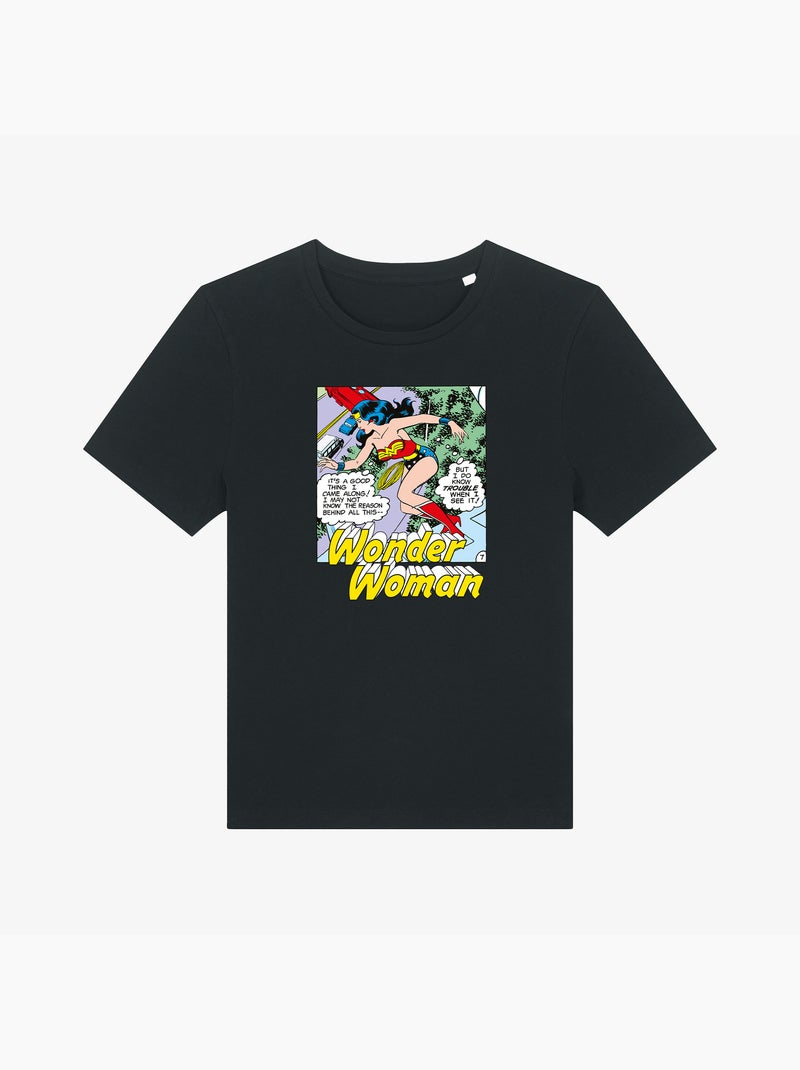 T-shirt Femme - WONDER WOMAN I DO KNOW TROUBLE WHEN I SEE IT Noir - Kiabi