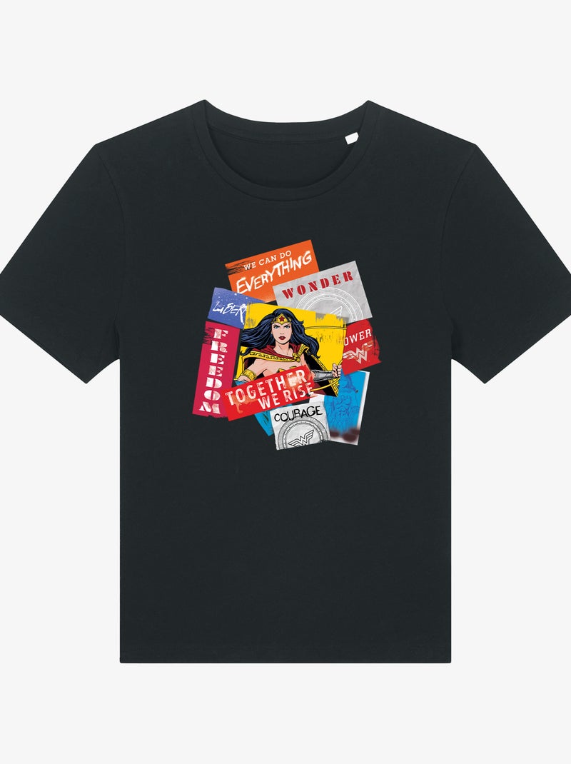 T-shirt Femme - WONDER WOMAN TOGETHER WE RISE Noir - Kiabi