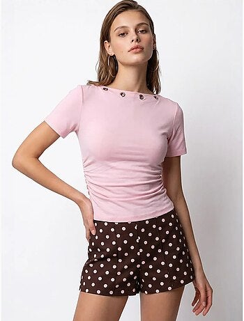 T-shirt femme ajusté à col bateau mixray