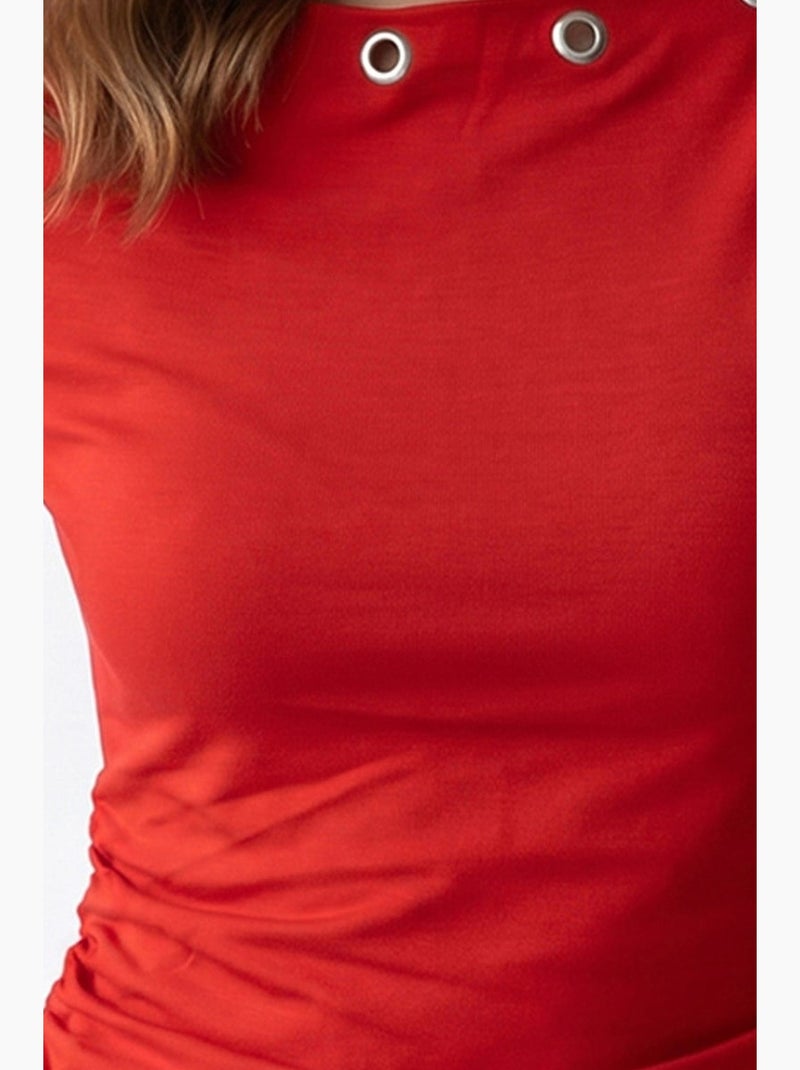 T-shirt femme ajusté à col bateau mixray Rouge - Kiabi