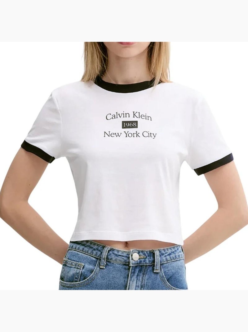 T-Shirt Femme Calvin Klein Jeans Blanc - Kiabi