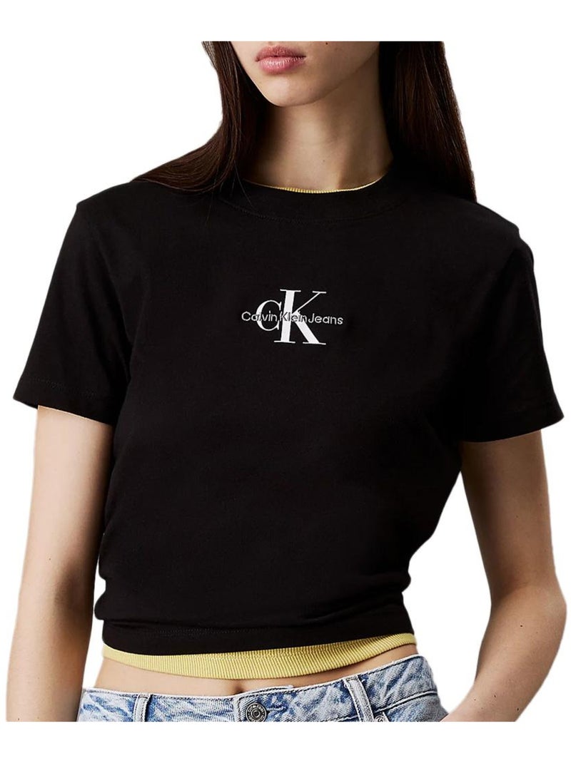 T-shirt Femme Calvin Klein Jeans Noir - Kiabi