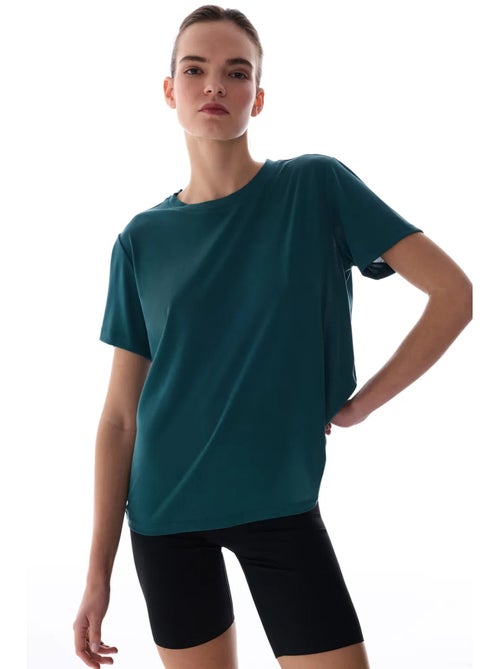T-shirt femme col rond penti - Kiabi