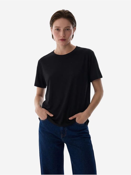 T-shirt femme col rond penti - Kiabi