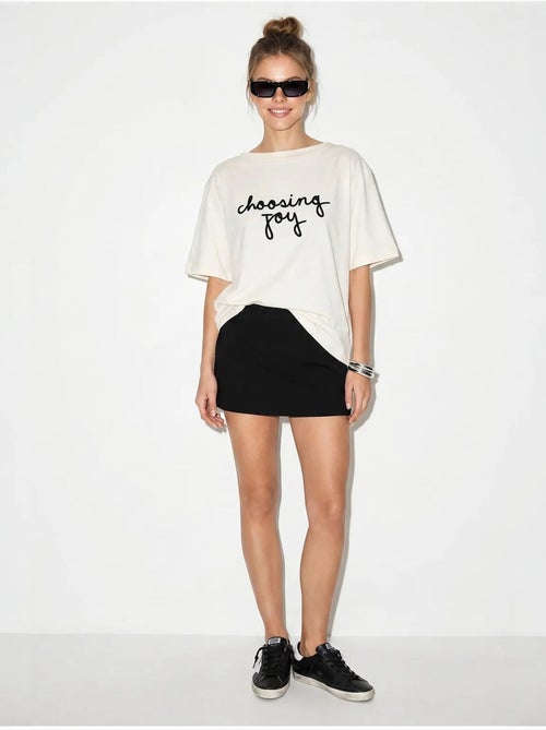 T-shirt femme en coton à col bateau et imprimé lucci - Kiabi T-shirt femme en coton à col bateau et imprimé lucci - Kiabi