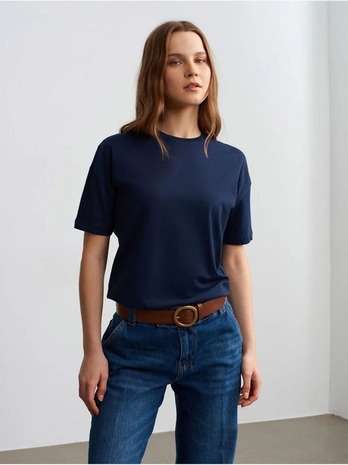 T-shirt femme en coton à col rond dilvin - Kiabi