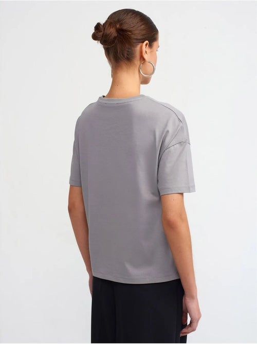 T-shirt femme en coton à col rond dilvin - Kiabi