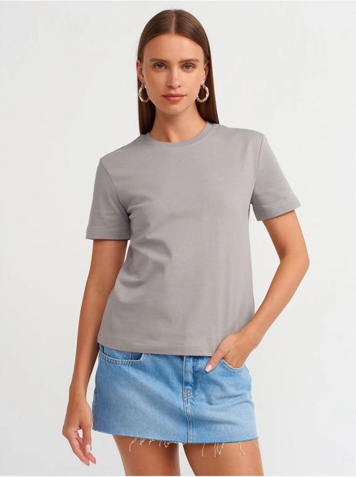 T-shirt femme en coton à col rond dilvin - Kiabi