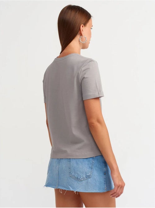 T-shirt femme en coton à col rond dilvin - Kiabi