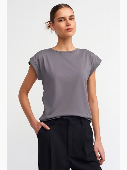 T-shirt femme en coton à col rond dilvin - Kiabi