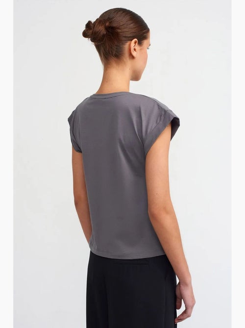 T-shirt femme en coton à col rond dilvin - Kiabi