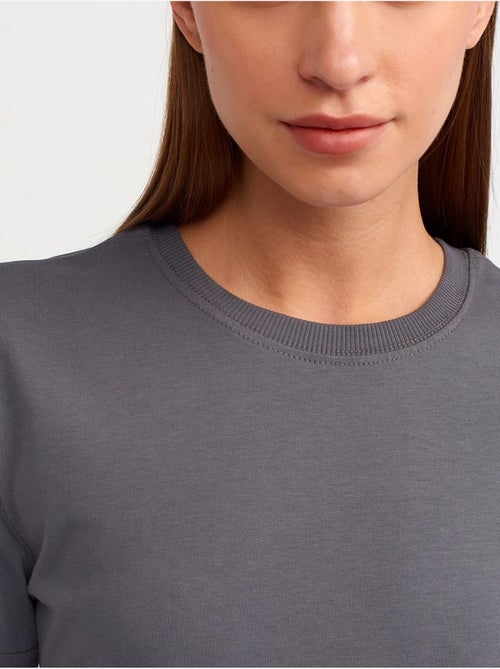 T-shirt femme en coton à col rond dilvin - Kiabi