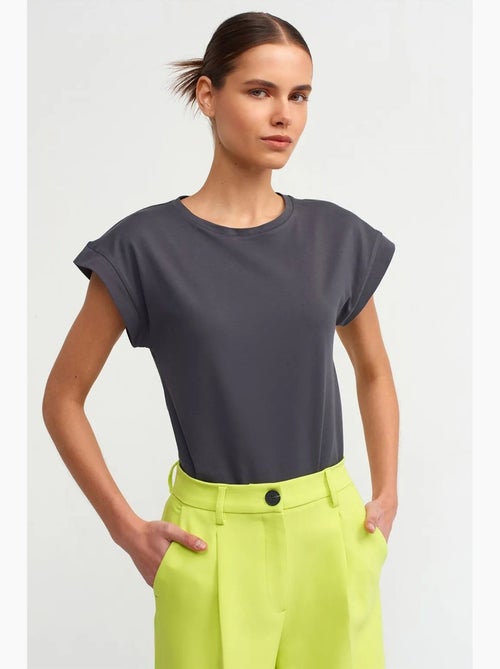 T-shirt femme en coton à col rond dilvin - Kiabi
