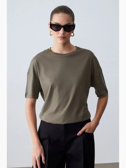 T-shirt femme en coton à col rond dilvin - Kiabi