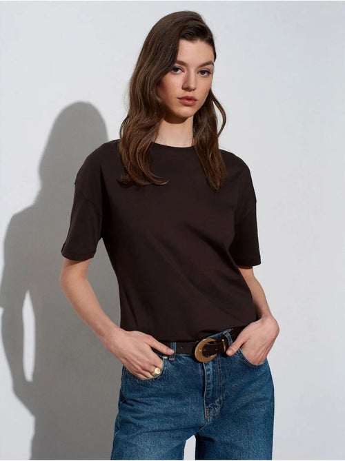 T-shirt femme en coton à col rond dilvin - Kiabi T-shirt femme en coton à col rond dilvin - Kiabi