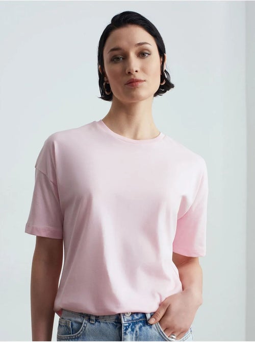 T-shirt femme en coton à col rond dilvin - Kiabi