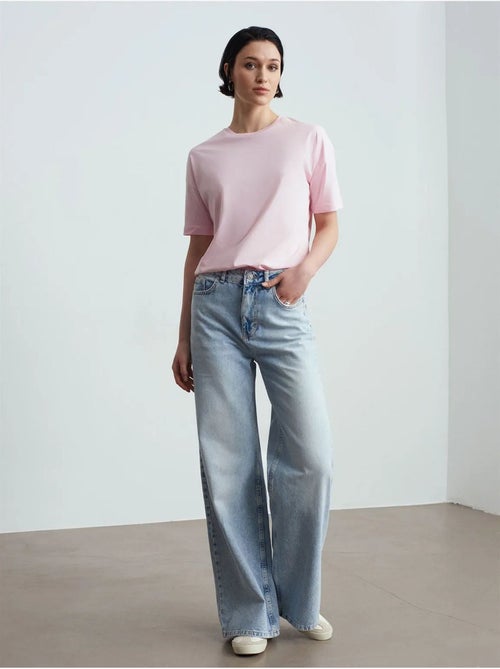 T-shirt femme en coton à col rond dilvin - Kiabi