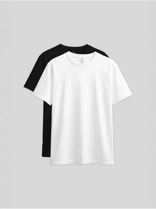 T-shirt femme en coton et élasthanne, col rond tommy - Kiabi