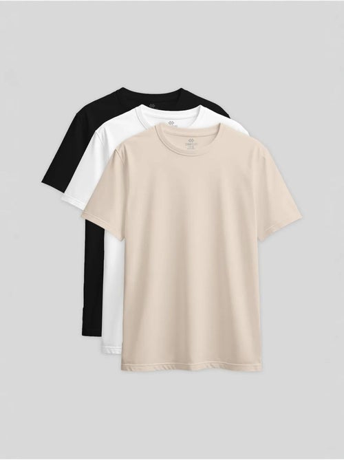 T-shirt femme en coton et élasthanne, col rond tommy - Kiabi