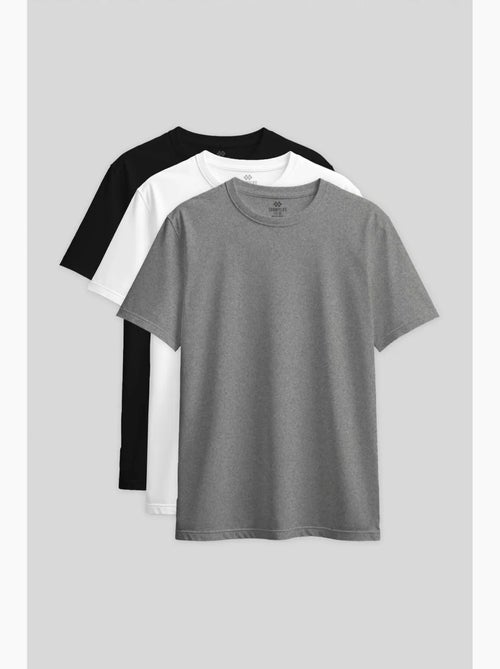 T-shirt femme en coton et élasthanne, col rond tommy - Kiabi