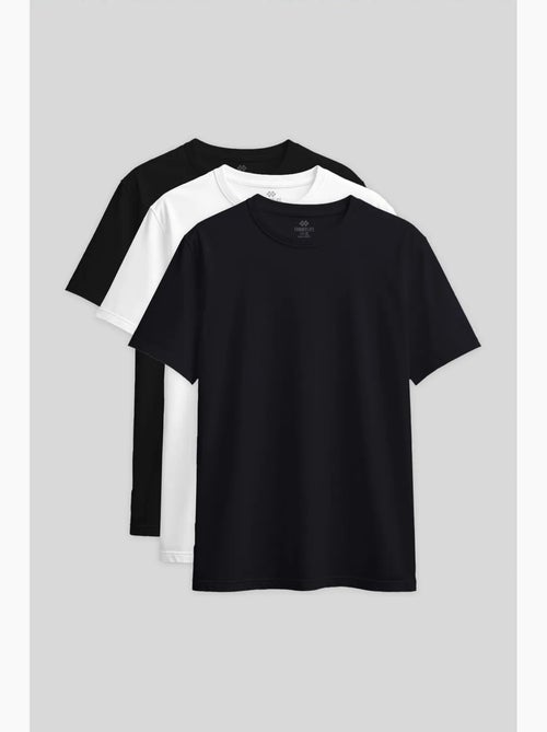 T-shirt femme en coton et élasthanne, col rond tommy - Kiabi