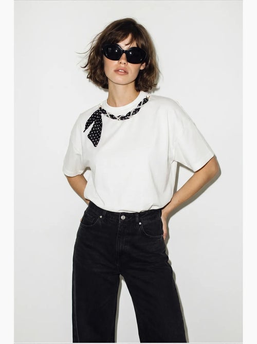 T-shirt femme en coton et élasthanne lucci - Kiabi