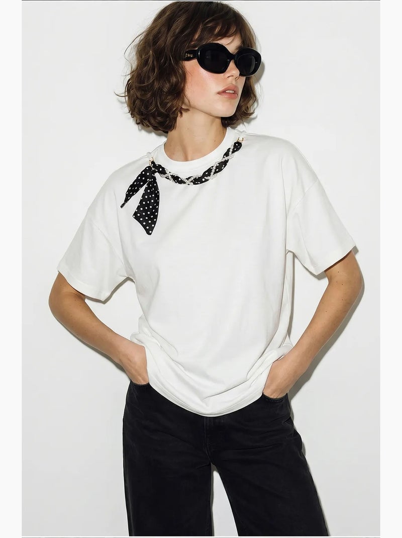 T-shirt femme en coton et élasthanne lucci Blanc - Kiabi