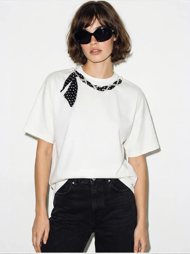 T-shirt femme en coton et élasthanne lucci Blanc - Kiabi