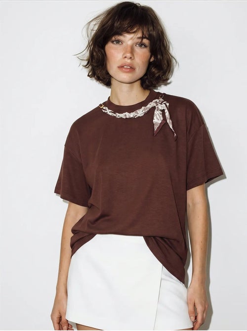 T-shirt femme en coton et élasthanne lucci - Kiabi
