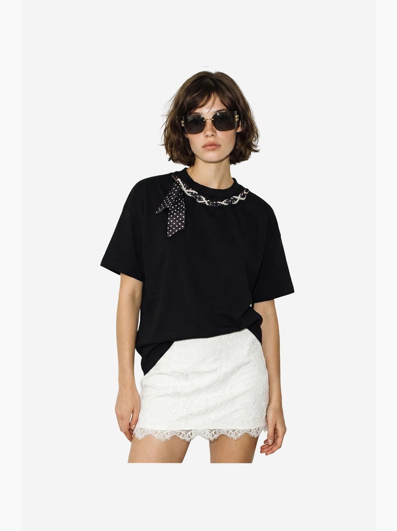 T-shirt femme en coton et élasthanne lucci Noir - Kiabi