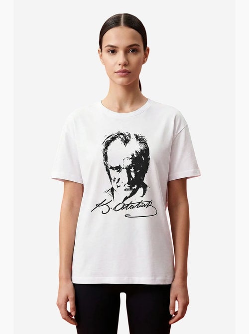 T-shirt femme en coton et élasthanne tommy - Kiabi