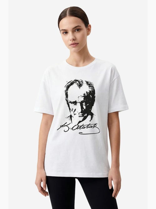 T-shirt femme en coton et élasthanne tommy - Kiabi