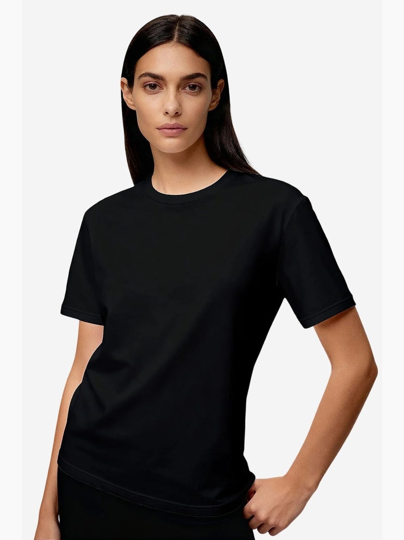 T-shirt femme en coton et élasthanne tommy Noir - Kiabi