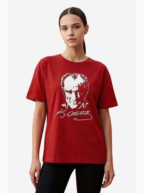 T-shirt femme en coton et élasthanne tommy - Kiabi