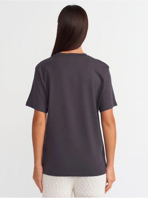 T-shirt femme en coton imprimé à col rond dilvin - Kiabi