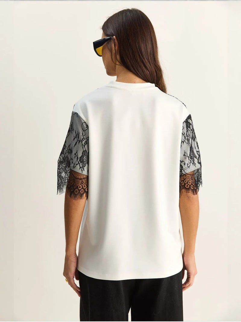 T-shirt femme en mélange de viscose lucci Blanc - Kiabi