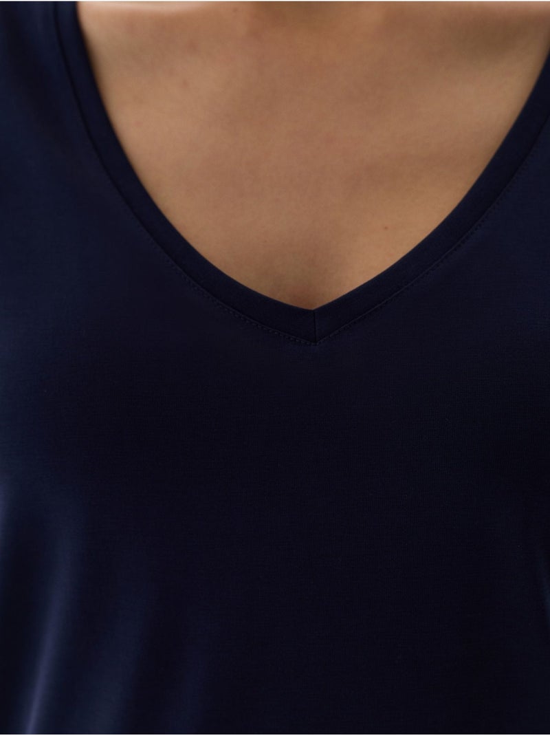 T-shirt femme en modal penti Bleu marine - Kiabi