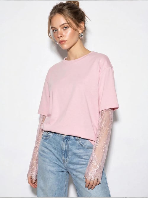 T-shirt femme oversize à col rond lucci - Kiabi