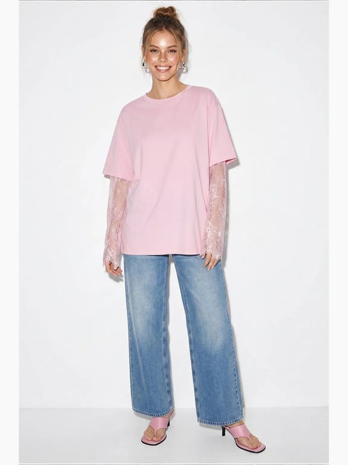 T-shirt femme oversize à col rond lucci - Kiabi