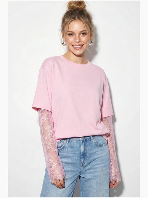 T-shirt femme oversize à col rond lucci - Kiabi