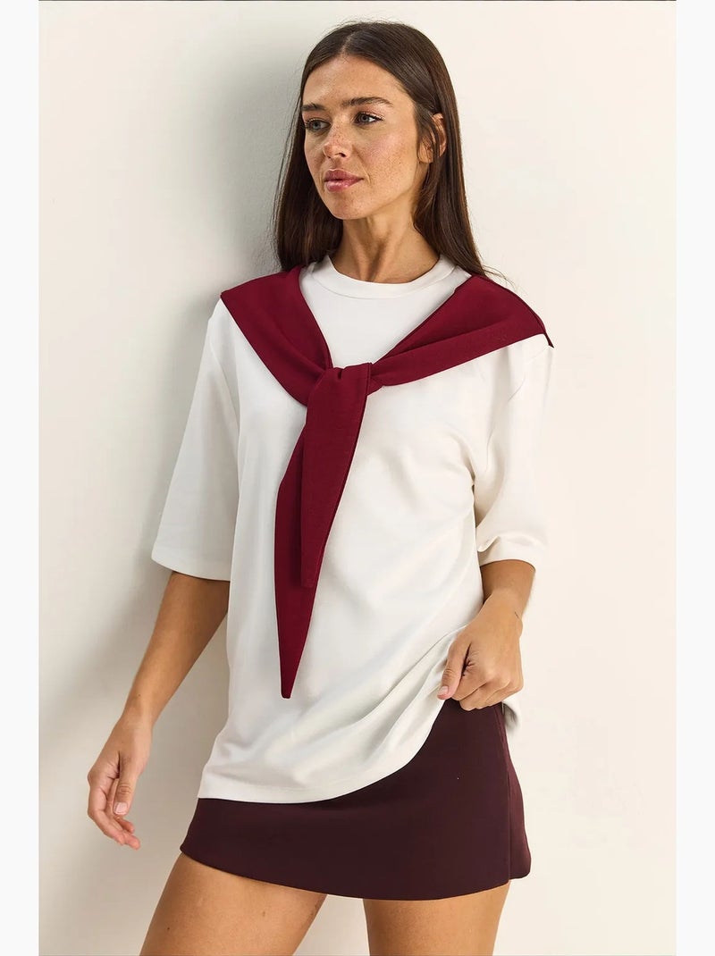 T-shirt femme oversize à col rond lucci Rouge bordeaux - Kiabi