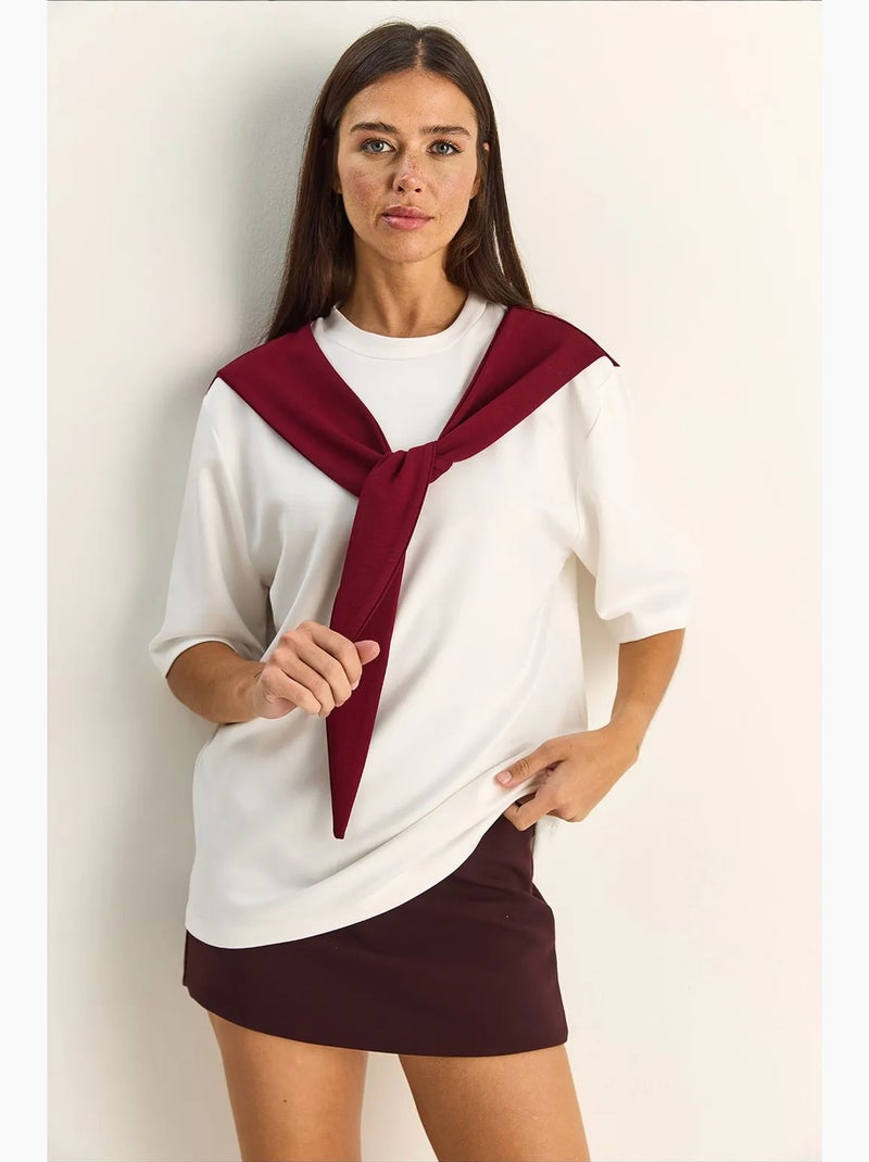 T-shirt femme oversize à col rond lucci Rouge bordeaux - Kiabi