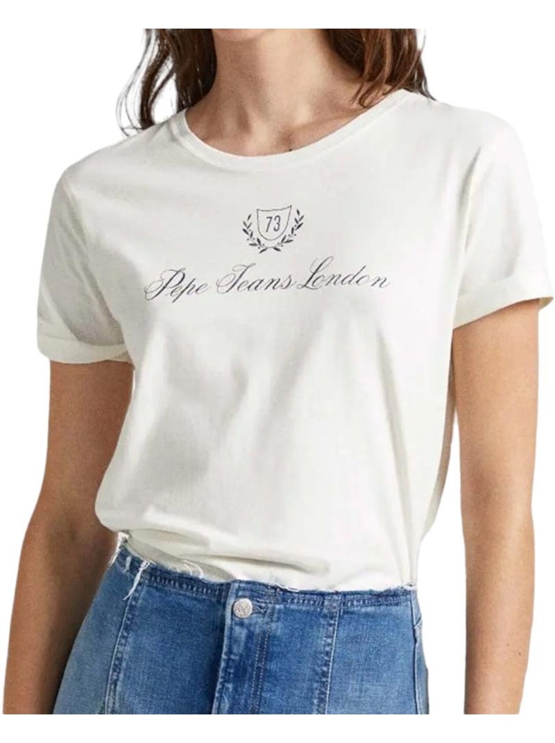 T-shirt Femme Pepe Jeans Ecru - Kiabi